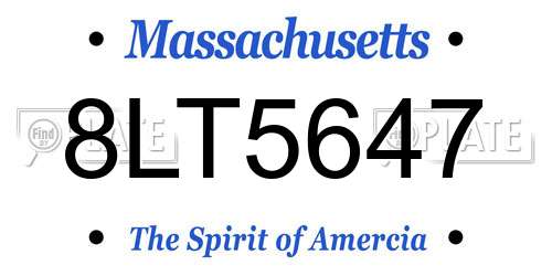 8LT5647 Massachusetts License Plate