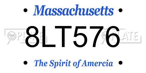 8LT576 Massachusetts License Plate