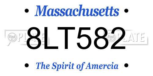 8LT582 Massachusetts License Plate