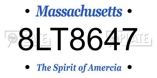 8LT8647 Massachusetts License Plate