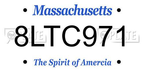 8LTC971 Massachusetts License Plate