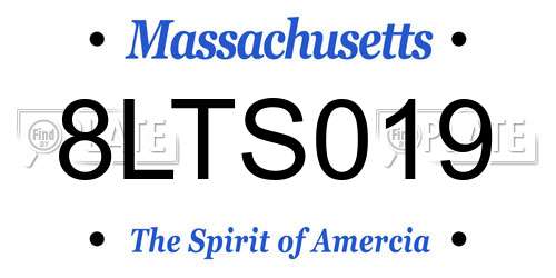 8LTS019 Massachusetts License Plate