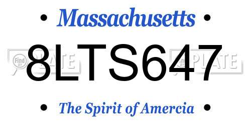 8LTS647 Massachusetts License Plate