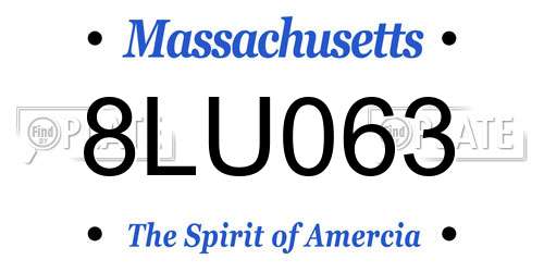 8LU063 Massachusetts License Plate