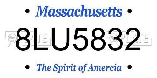 8LU5832 Massachusetts License Plate