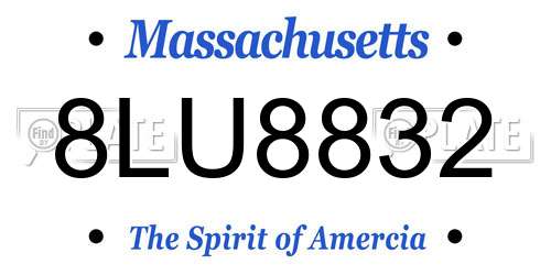8LU8832 Massachusetts License Plate