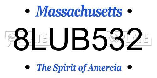 8LUB532 Massachusetts License Plate
