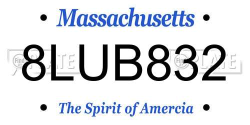 8LUB832 Massachusetts License Plate