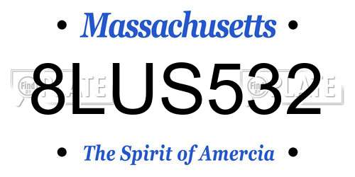 8LUS532 Massachusetts License Plate