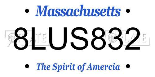 8LUS832 Massachusetts License Plate