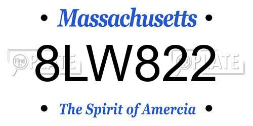 8LW822 Massachusetts License Plate