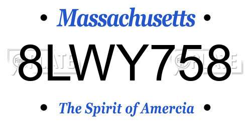 8LWY758 Massachusetts License Plate