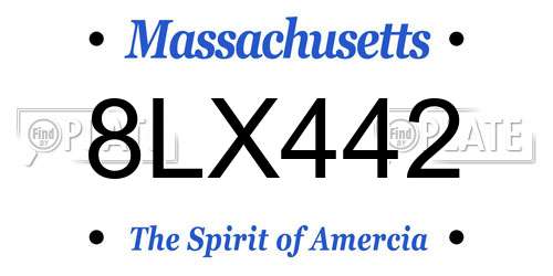 8LX442 Massachusetts License Plate