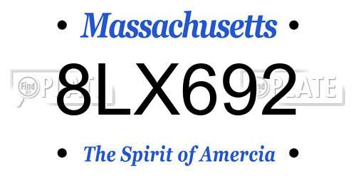 8LX692 Massachusetts License Plate