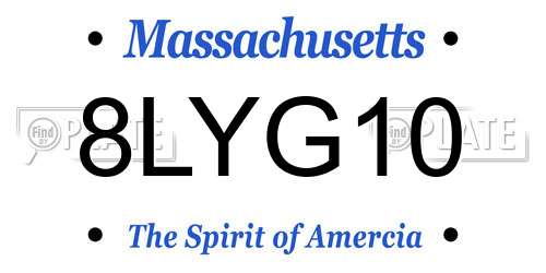 8LYG10 Massachusetts License Plate