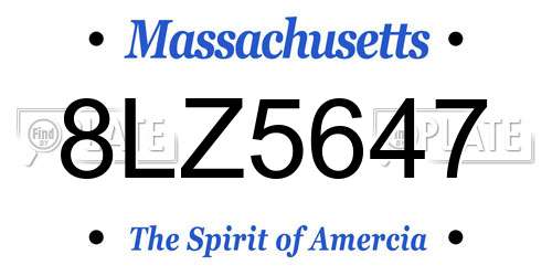 8LZ5647 Massachusetts License Plate