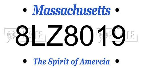 8LZ8019 Massachusetts License Plate