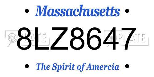 8LZ8647 Massachusetts License Plate