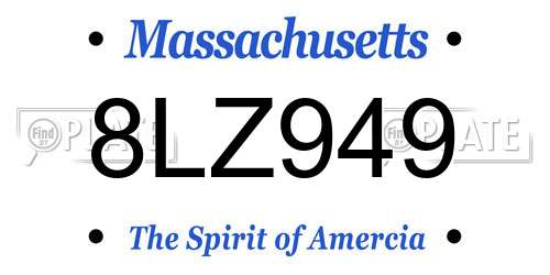 8LZ949 Massachusetts License Plate