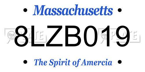 8LZB019 Massachusetts License Plate