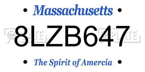 8LZB647 Massachusetts License Plate