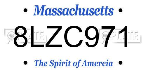 8LZC971 Massachusetts License Plate