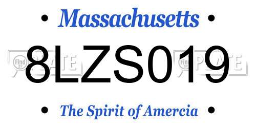 8LZS019 Massachusetts License Plate