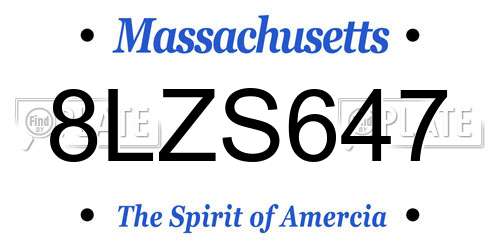 8LZS647 Massachusetts License Plate