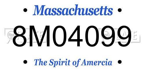 8M04099 Massachusetts License Plate