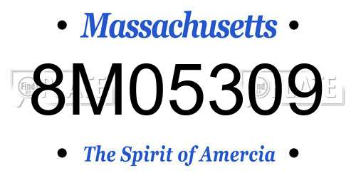 8M05309 Massachusetts License Plate