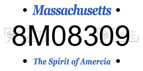 8M08309 Massachusetts License Plate