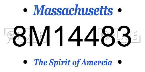 8M14483 Massachusetts License Plate