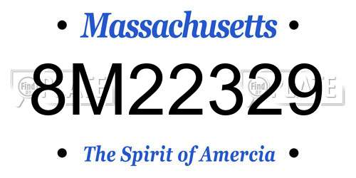 8M22329 Massachusetts License Plate