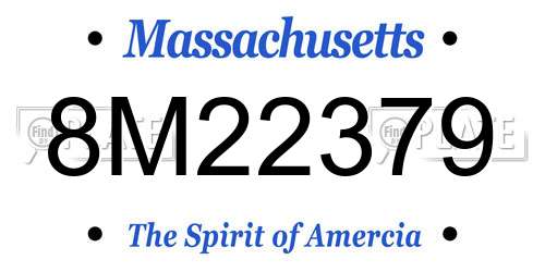 8M22379 Massachusetts License Plate