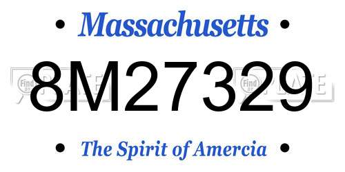 8M27329 Massachusetts License Plate