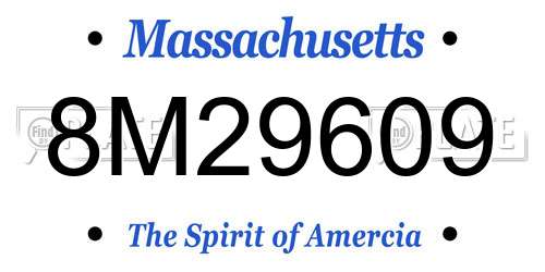 8M29609 Massachusetts License Plate