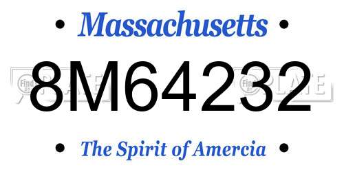 8M64232 Massachusetts License Plate