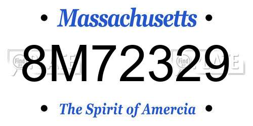 8M72329 Massachusetts License Plate