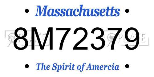 8M72379 Massachusetts License Plate