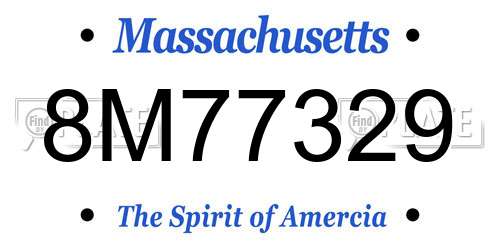 8M77329 Massachusetts License Plate