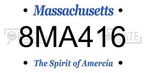 8MA416 Massachusetts License Plate