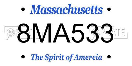 8MA533 Massachusetts License Plate