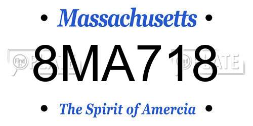 8MA718 Massachusetts License Plate
