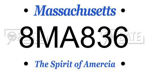 8MA836 Massachusetts License Plate