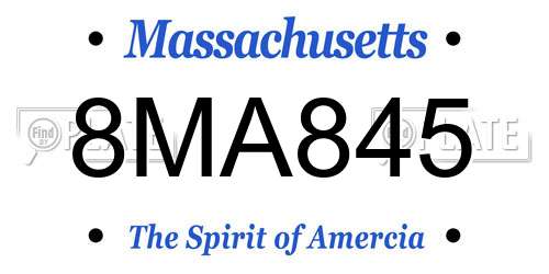 8MA845 Massachusetts License Plate
