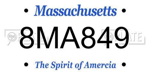 8MA849 Massachusetts License Plate