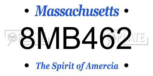 8MB462 Massachusetts License Plate