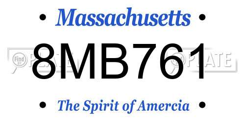 8MB761 Massachusetts License Plate
