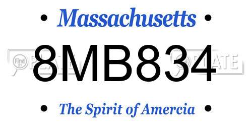 8MB834 Massachusetts License Plate