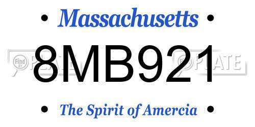 8MB921 Massachusetts License Plate